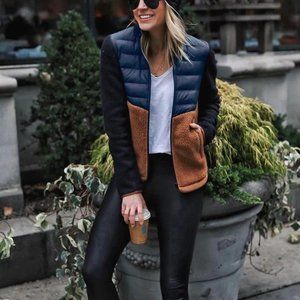 Mixed Materials jacket Black Brown